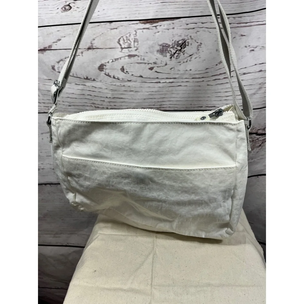 Kipling Crossbody‎ Bag White Nylon Adjustable Strap Zip Pockets